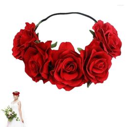 Decorative Flowers Rose Floral Crown Garland Bride Headband Halo Headpiece Wedding Party Rosy Flower