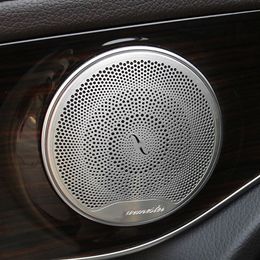 For Mercedes-Benz E C Class W213 W205 GLC X253 C253 260 200 Car Door Loudspeaker Sound Chrome Pad Speaker Cover Trim Frame Sticker260u