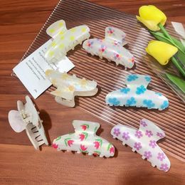 Hair Clips 2023 Summer Small Fresh Print 8.5CM Printing Flower Smile Heart Large For Women Sweet Girl Headwear Accessories