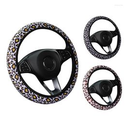 Steering Wheel Covers Seamless Cover Leopard Cheetah Microfiber Universal Animal Skin Print Spots 38cm Car Auto Accessories