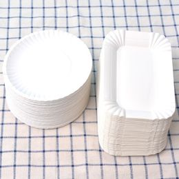Other Event Party Supplies 200pcs Disposable Paper Plate Rectangular/Round CakeTray Baby Shower Birthday Wedding Party Supplies Dessert Dishes Tableware 230725