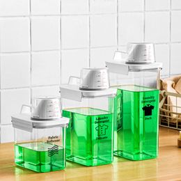 Liquid Soap Dispenser Laundry Powder Detergent Food Grains Rice Storage Container Pour Spout Measuring Cup Transparent Tank Box 230726