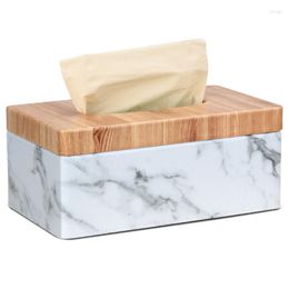 Tissue Boxes Rectangular Marble PU Facial Grain Box Cover Napkin Holder Paper Towel Dispenser Container For Home Office Decor