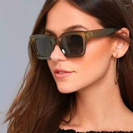 Sunglasses Fashion Thick Frame Square Woman Brand Design Vintage Mirrored Oversized Cat Eye Sun Glasses Female Shades