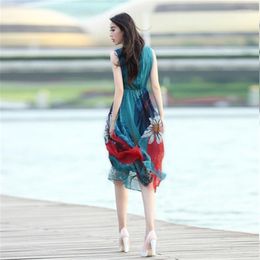 Casual Dresses Summer Dress Women's Fashion Print Bohemian Long Beach Office Lady Travel Work Party Chiffon Vestidos LWL282