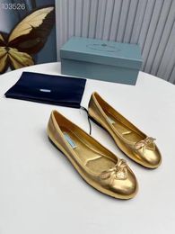 Women's Ballet Gold Silver Fashion Flat Heels Designer Luxury Women's New Soft Sole Casual Shoes 34-41 with Box