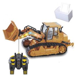 XM RC Tractor Shovel& Bulldozer Model Toy 2 4G 5 Channel Big Size 360° Rotation with Simulation Sound& Lights for Xmas Kid Bir306O