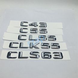 Car Rear Trunk Emblem Badge Chrome Letters Sticker For Mercedes Benz AMG C CLK CLS Class C43 C55 CL55 CLK55 CLS632655