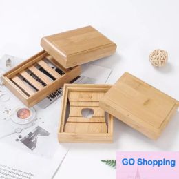 Top Wooden Soap Dish Natural Bamboo Soap Dishes Holder Rack Plate Tray Multi Style Round Square Soap Container