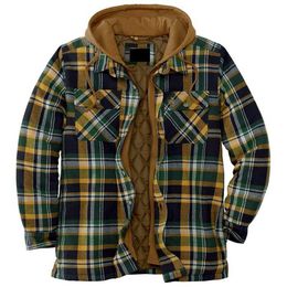 Capris Men Winter Jackets Haruku Plaid Shirts Coats Hooded Zipper Long Sleeve Basic Casual Shirts Jackets European Style Size S5xl