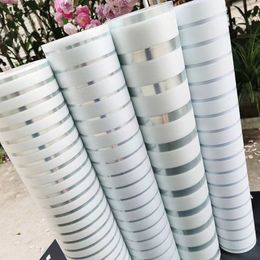 Window Stickers Window film Office Partition Anti-Collision Striped Glass Sticker Anti-Exposure Bathroom Grinding Glass Film Transparent Opaque 230725
