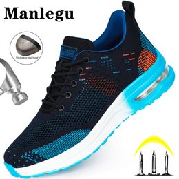 Dress Shoes Breathable Mesh Work Sneakers Men Women Safety Air Cushion Lightweight Steel Toe Boots Footwear 230726