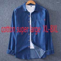 Men's Casual Shirts Arrival Suepr Large Cotton Spring Autumn Men Long Sleeve Denim Coat Plus Size L-5XL 6XL 7XL 8XL