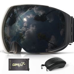 Outdoor Eyewear COPOZZ Brand Magnetic Snowboard Ski Goggles with Case 100 Anti fog UV400 Double Lens Protection Men and Women Snow Glasses 230725