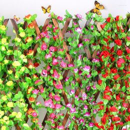 Decorative Flowers 230CM Artificial Flower Vine Rose Leaf Garland Wedding Green Ivy Wreath Fake Foliage Garden Party Wall DIY Decor