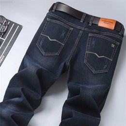 Spring Men's Classic Blue Black Slim-fit Jeans Business Cotton Elastic Regular Fit Denim Pants Male Brand Trousers 210318 L230726