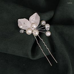 Hair Clips Rose Gold Silver Colour Wedding Hairpins Simulated Pearl Leaf Crystal Bridal Barrettes Handmade Ornament Women Jewellery
