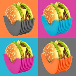 Cooking Utensils 4Pcs Silicone Retractable Burger Fixed Box Adjustable Hamburger Holder For 4 Inch Buddy Reusable Clip Rack 230726