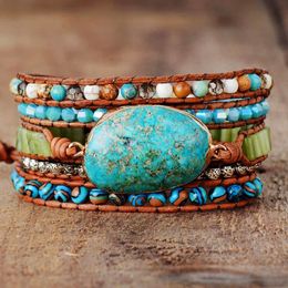 Bangle Spiritual Women Wrap Bracelets Natural Stones 5 Layers Leather Cuff Bangles Femme Energy Bracelet Bohemian Gifts Dropship 230726