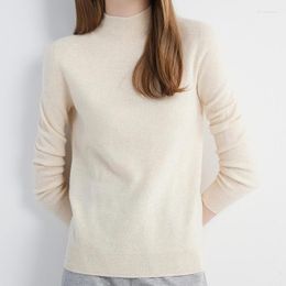 Women's Sweaters Top Class Sweater Knitted Half High Neck Retro Pullover Clothing Korean Fashion