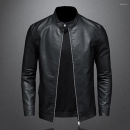 Herrenjacken Frühling Herbst Lederjacke Männer Stehkragen Slim Pu Mode Motorrad Kausal Mantel Herren Moto Biker