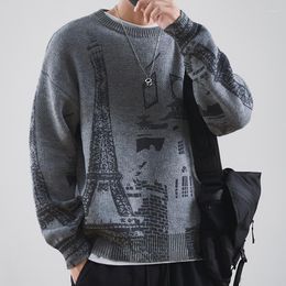 Men's Sweaters Print Sweater Men Knitted Casual Harajuku Oversize Fashion Loose Korean Autumn Winter Pullovers Clothing 5XL