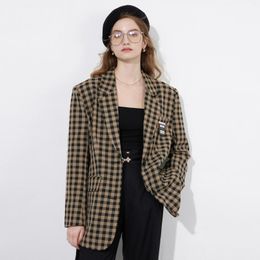 Women's Suits Dodc Blazer 2023 French Coat Loose Plaid Top