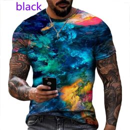 Men's T Shirts Street Personality Colorful Cloud 3D Print Shirt Cool Fashion Short Sleeve Tops Sport Tee