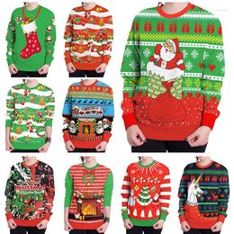 Women's Hoodies 3D Print Men&Women Sweatshirt Streetwear Kawaii Santa Claus Chirstmas Elf Red Green Unisex Winter Autumn Sweater Clothes