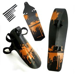 Bike Fender FETESNICE Cycling MTB Mountain Bike Road Bicycle Front Rear Mudguard Fender And Front Clip-on Bicycle Down Tube Fender Set 230725