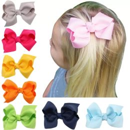 Bows Hairpins Korean 3 INCH Grosgrain Ribbon Hairbows Baby Girl Accessories With Clip Boutique TiesZZ
