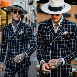 Men's Suits Tailor Made Costume Homme Plaid Suit For Man Fashionable Beach Wedding Slim Fit Casual Blazer High Street Male