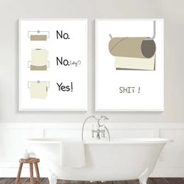 Toilet Paper Funny Canvas Painting Wall Art Nordic Simplicity Posters And Prints Wall Pictures For Bathroom Washroom Decor w06