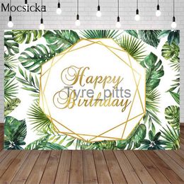 Background Material Mocsicka Tropical Palm Leaf Birthday Party Background Jungle Green Leaf Decoration Wallpaper Photo Studio Photo Background X0725