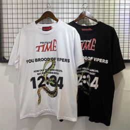 Men's T Shirts 2023 RRR123 T-shirt 2023ss Vintage Men Women 1:1 High Quality Fierce Snake Print Fashion Casual Tee Graffiti Tops Tees