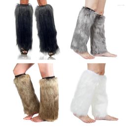 Women Socks Soft Boot Cuffs Cover Faux Fur Furry Long Leg Warmer For Party