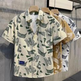 Men's Casual Shirts Floral Man Tops Funny With Print Hip Hop Anime Clothing Hawaiian Graphic Colourful And Blouses For Men Regular Asia Cool