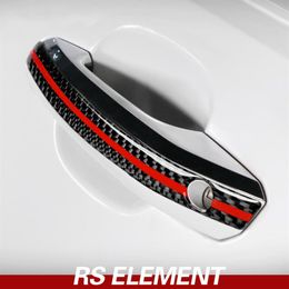 Car Styling Exterior Carbon Fibre Door Handle Anti-collision Strips Trim Cover for Audi A4 A5 2017-2022 Accessories246H