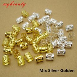 Golden Silver Mix Silver Golden micro hair dread Braids dreadlock Beads adjustable cuffs clips for Hair accessories259s