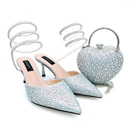Dress Shoes Doershow High Quality African Style Ladies And Bags Set Latest Silver Italian Bag For Party! HRF1-26