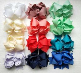Boutique Inch 5 100pcs Large Grosgrain Ribbon Bows Clips Bowknot Infants Hairbow Girls Birthday Party AccessoriesZZ