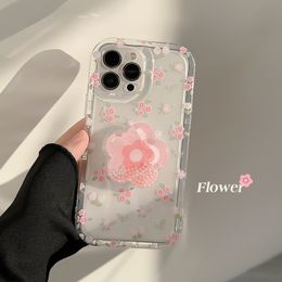 Crushed flower quicksand holder phone case suitable for 14 promax 13 transparent 14