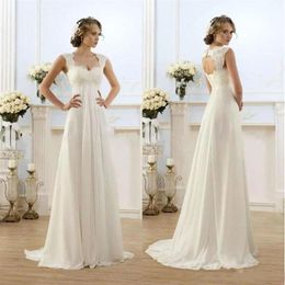 2019 48-hour A Line Wedding Dresses Empire Waist Lace Capped Maternity Bridal Wedding Gowns259G