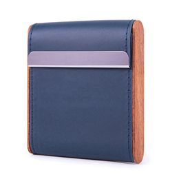 New Smoking Colorful Leather Wood Cigarette Case Portable Innovative Design Dry Herb Tobacco Storage Box Exclusive Housing Flip Cover Moistureproof Stash Case