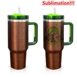 40oz Sublimation Watermelon Moonshine Quencher tumbler 40oz Watermelon Moonshine Cup H2.0 Sublimation 40oz Travel Coffee Mug with green handle