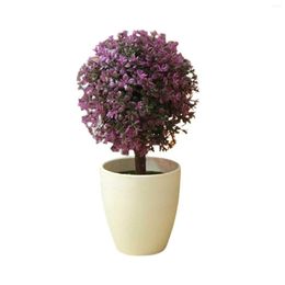 Decorative Flowers Fake Plastic Ball Potted Plants Realistic Design Low Maintenance For Home Outdoor Patio Decor