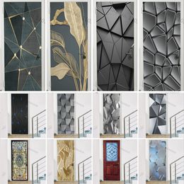 Wall Stickers Self adhesive Door Sticker Modern Abstract Decoration Stickers Vinyl Waterproof Removable Corridor Art Poster Decals Home Decor 230725