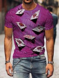 Men's T Shirts Shirt Patterned Poker Round Neck Short Sleeve Gray Purple Yellow Party Daily Print Tops Casual Graphic Tees