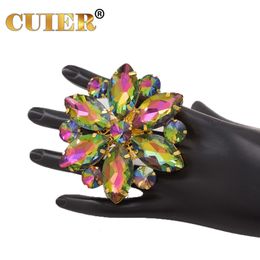 Wedding Rings CUIER 8cm Luxury Huge size Glass Strass Fashion Women Rings Jewellery Luxurious Gemstone Crystal Rings for wedding Stage show 230726