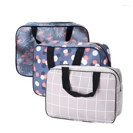 Cosmetic Bags Fashion Tote Floral Lattice Makeup Case Women Wash Travel Large-capacity Portable Storage Bag Female Print